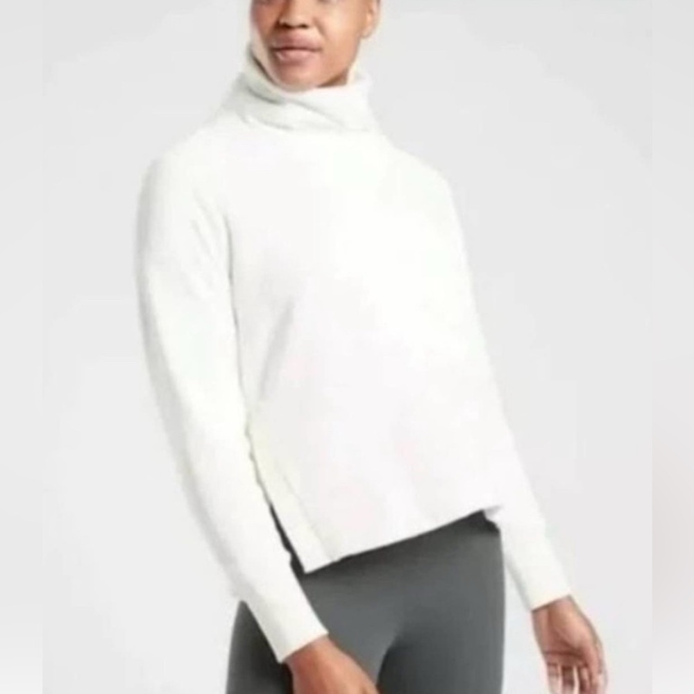Athleta Double Cozy Karma Funnel Neck Cream Turtleneck Sweater XL